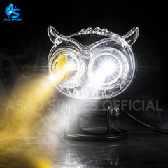 : BAOBAO Owl Mini LED fog lights displaying dual color white and yellow lighting modes for enhanced road visibility