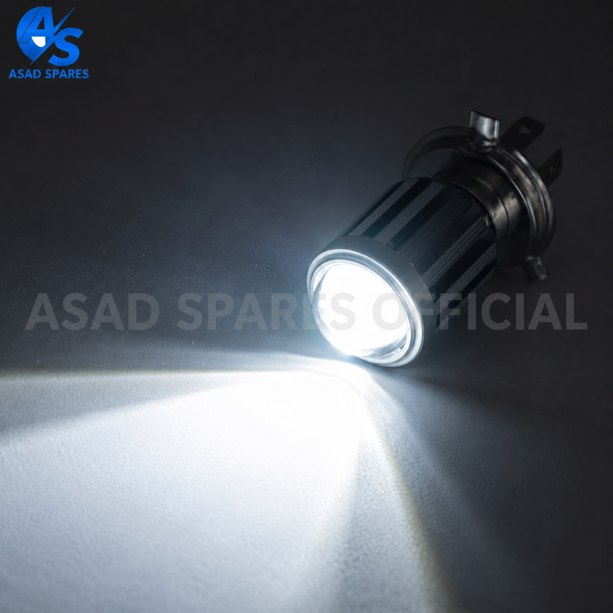 Mini fish eye motorcycle LED headlight displaying dual color white and yellow lighting modes for enhanced road visibility