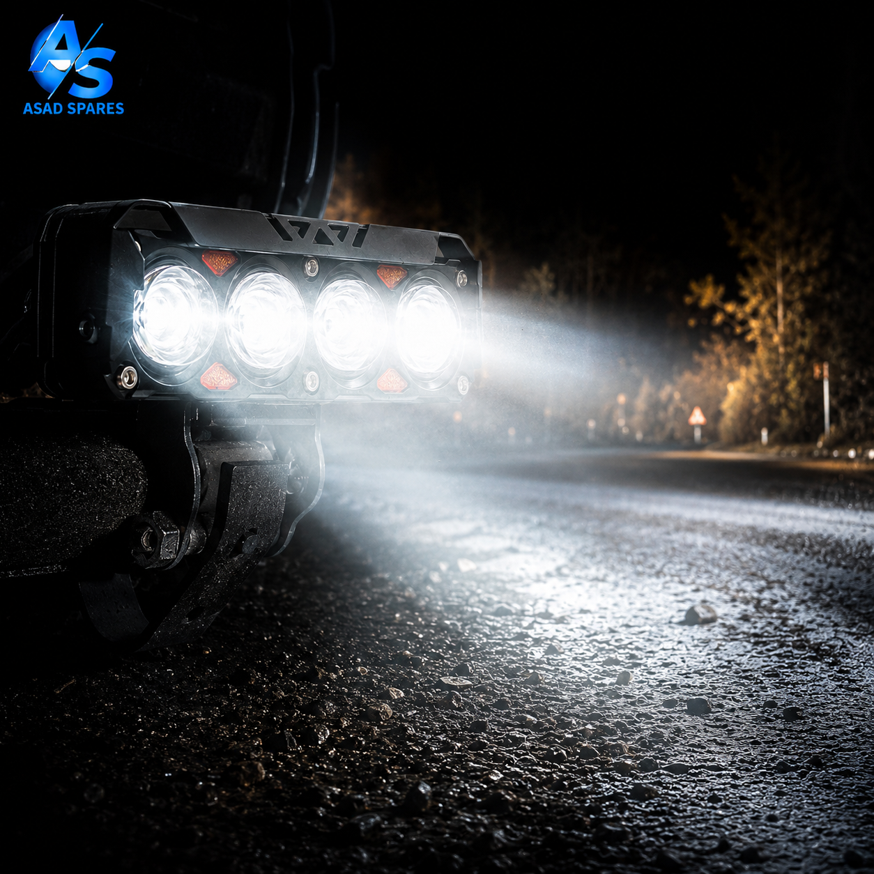 : Motorcycle LED spotlight displaying yellow and white dual color Devil Eyes light ring for enhanced style and visibility