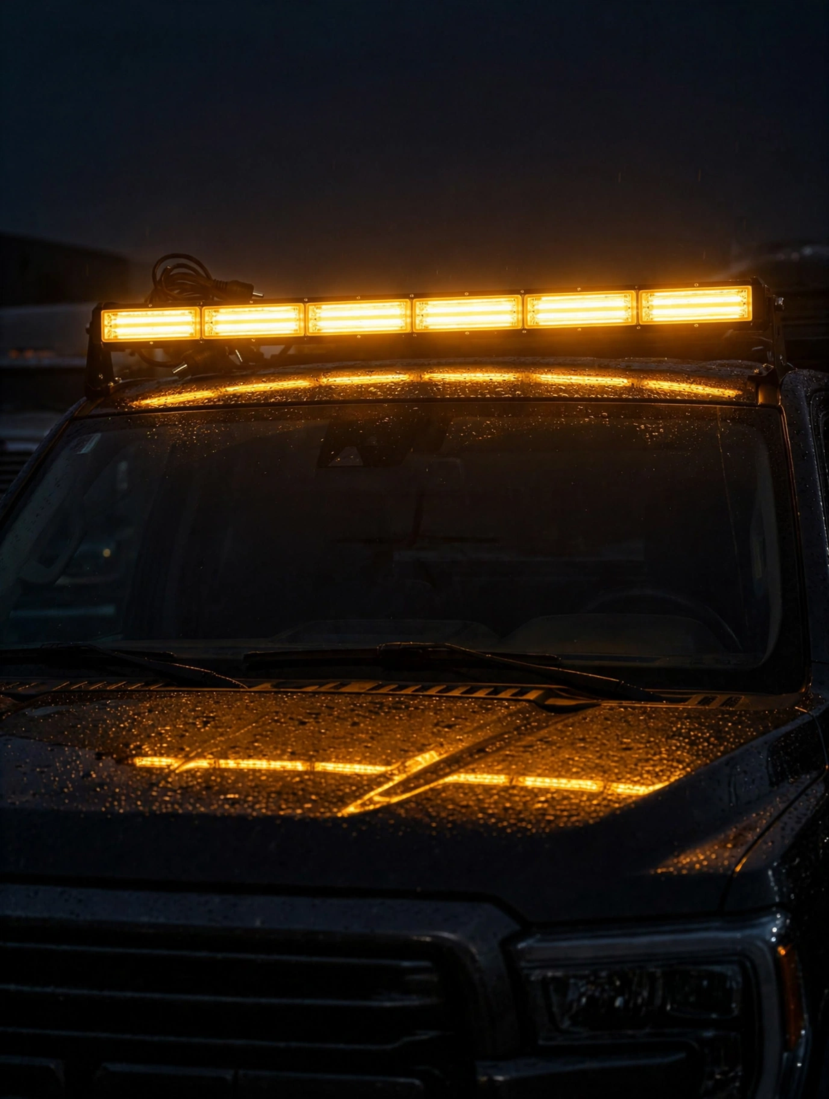 Amber COB LED Bar Light - Flashing Warning Light for Trucks & Heavy Vehicles