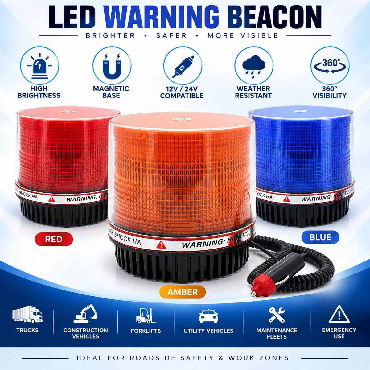 Amber LED Flashing Traffic Beacon