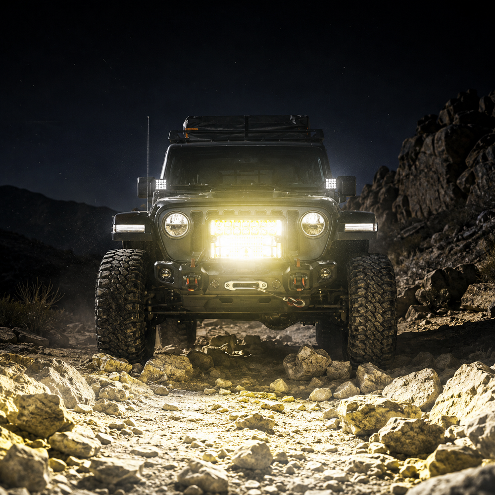 Side angle view of ASAD SPARES 30W LED work light with durable housing for off road and industrial vehicles