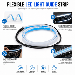 Flowing amber LED DRL strip turn signal animation for cars with stylish sequential indicator lighting