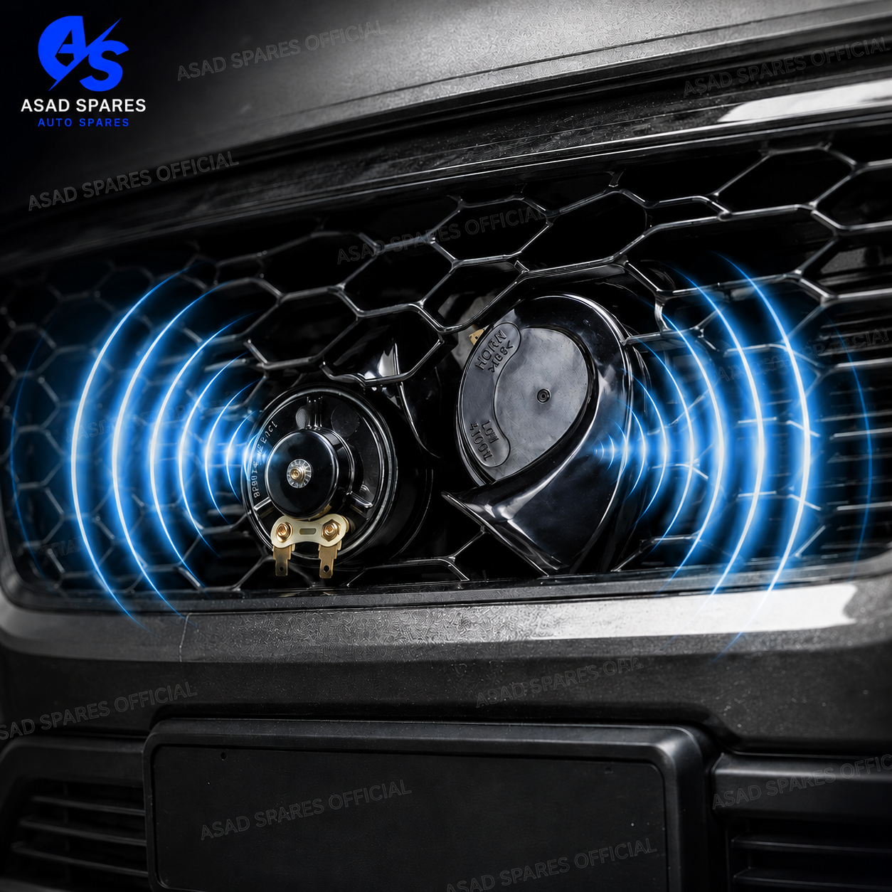 Loud 12V multi sound car horn installed in vehicle engine bay for enhanced driving safety and attention