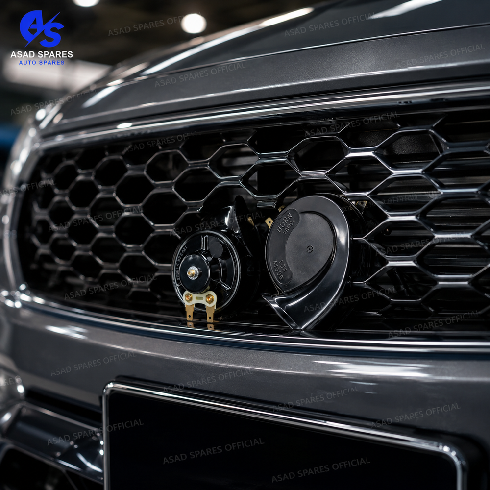 Closeup of SLB Advance multi sound car horn with durable heavy duty design and strong sound performance