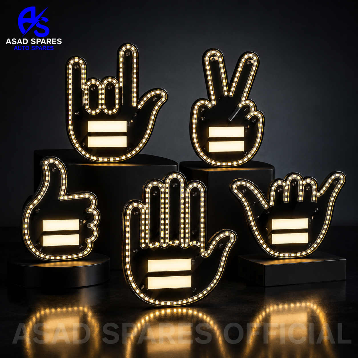Smart wireless car gesture display light showing expressive LED hand signs for road communication and visibility