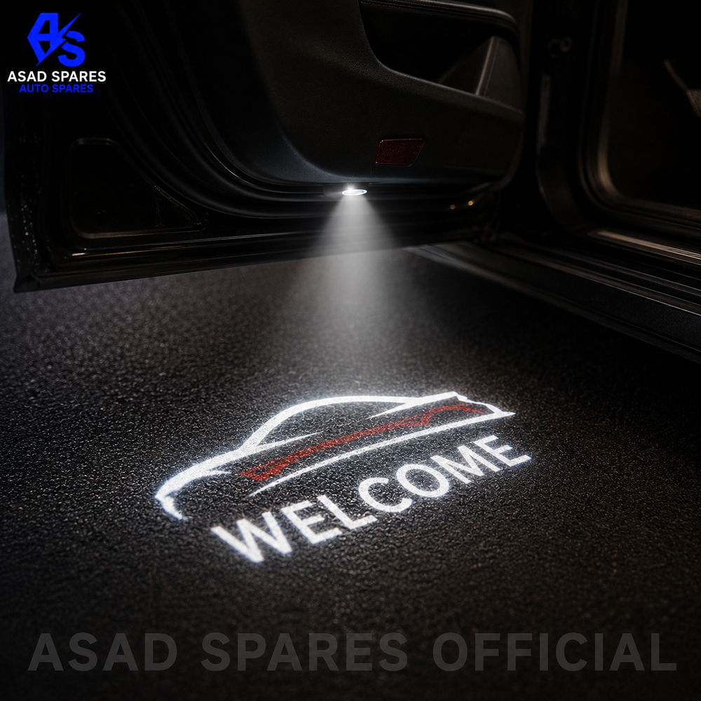 Toyota welcome puddle light illuminating dark surface with stylish logo projection at night