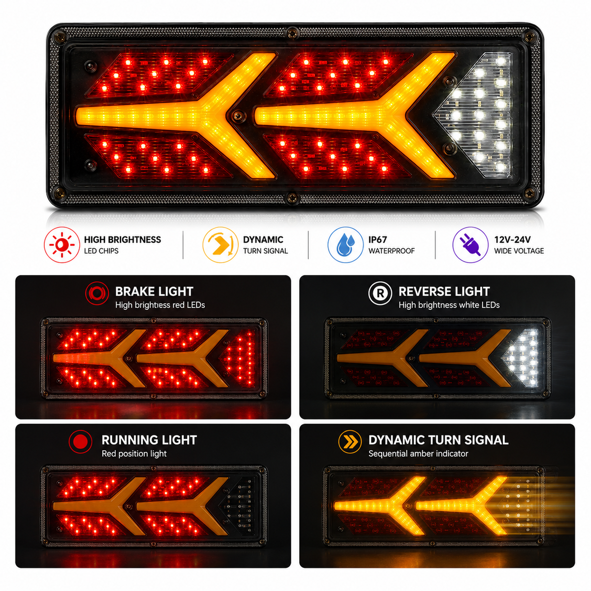 Dynamic LED Trailer Tail Light (2PCS)