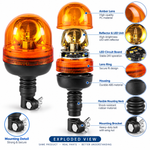 Flexible Pole Rotary Halogen Strobe Beacon | Amber Warning Light | Asad Spares