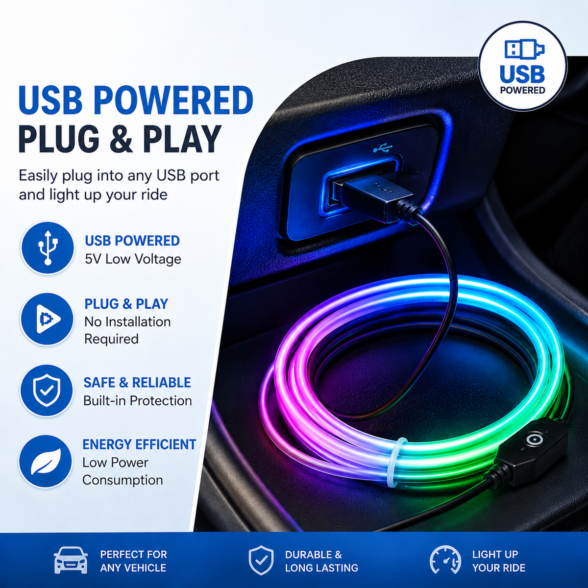 FN5 RGB Neon Ambient LED (USB 5V, Acrylic Glow, High Brightness)