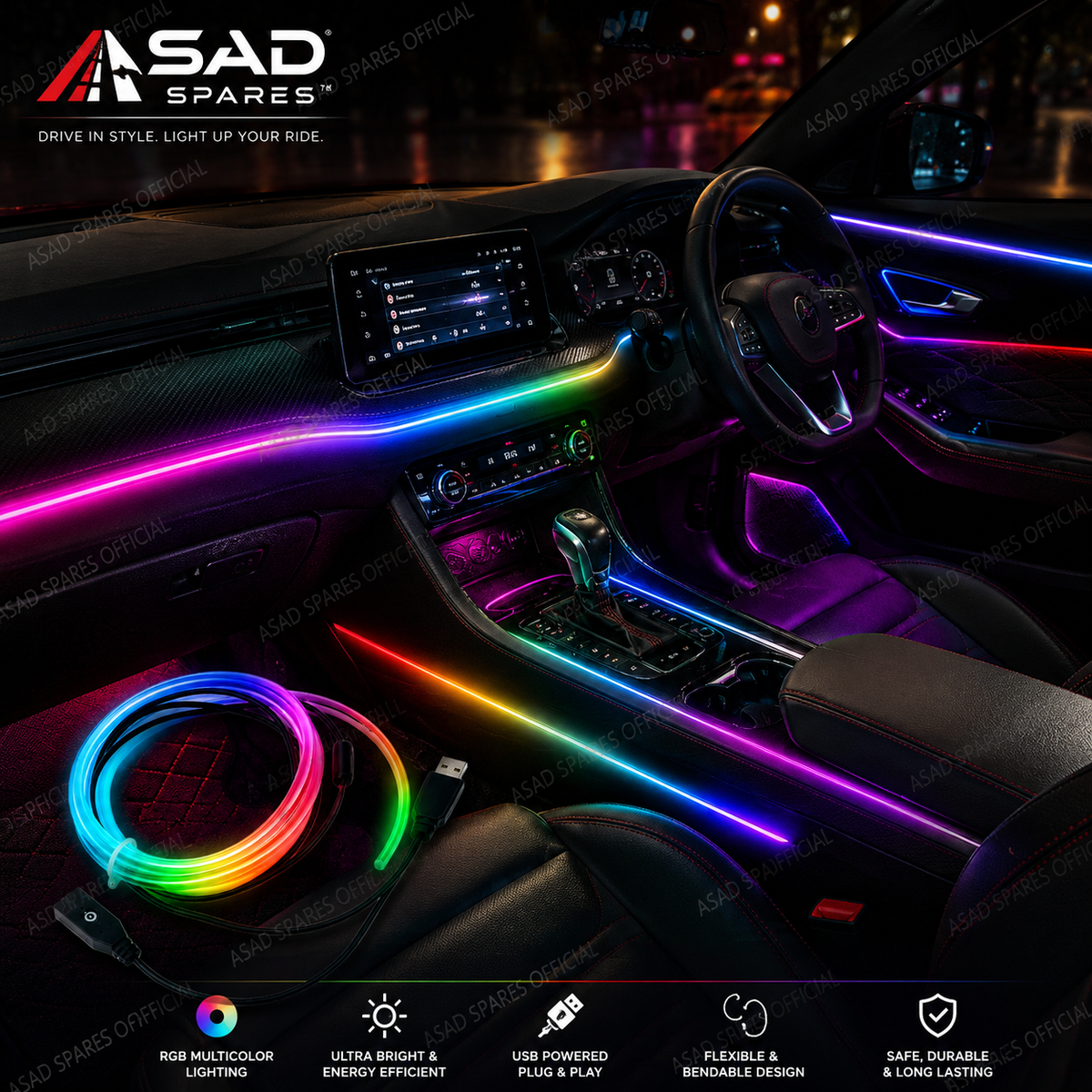 FN5 RGB Neon Ambient LED (USB 5V, Acrylic Glow, High Brightness)