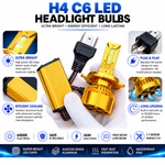 H4 C6 LED Headlight Bulbs