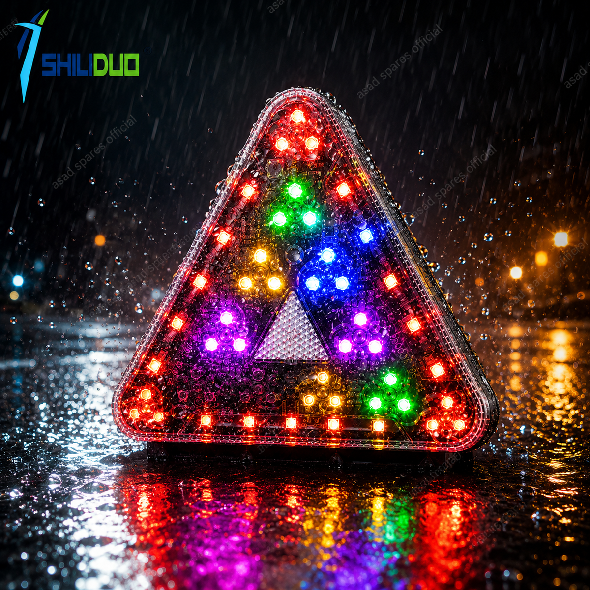 High Bright Triangle Flashing Warning & Brake Light (12V/24V, IP66 Waterproof)