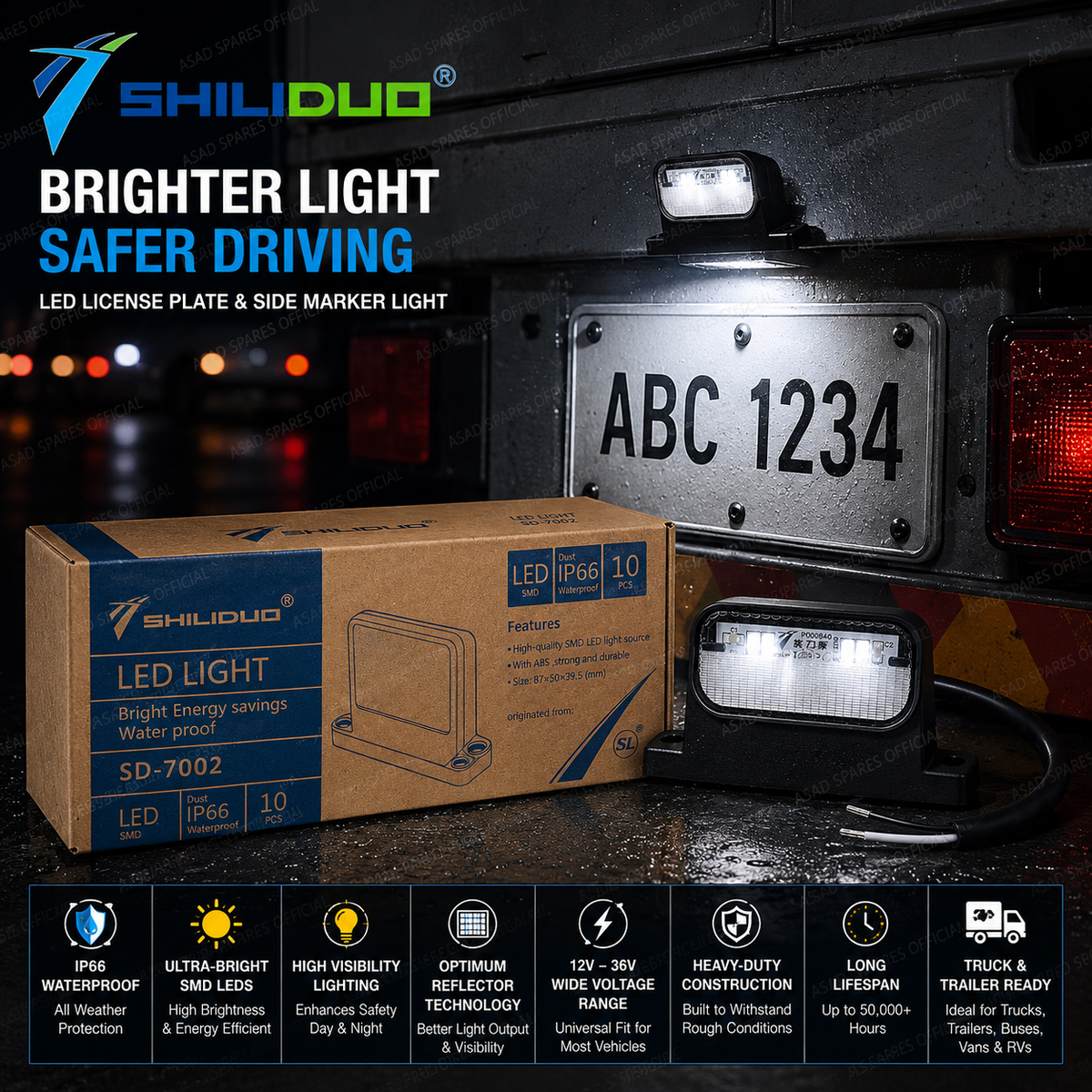 LED License Plate & Side Marker Light (12V/24V)