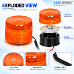LED Rotating Beacon Warning Light | Amber, Blue & Red