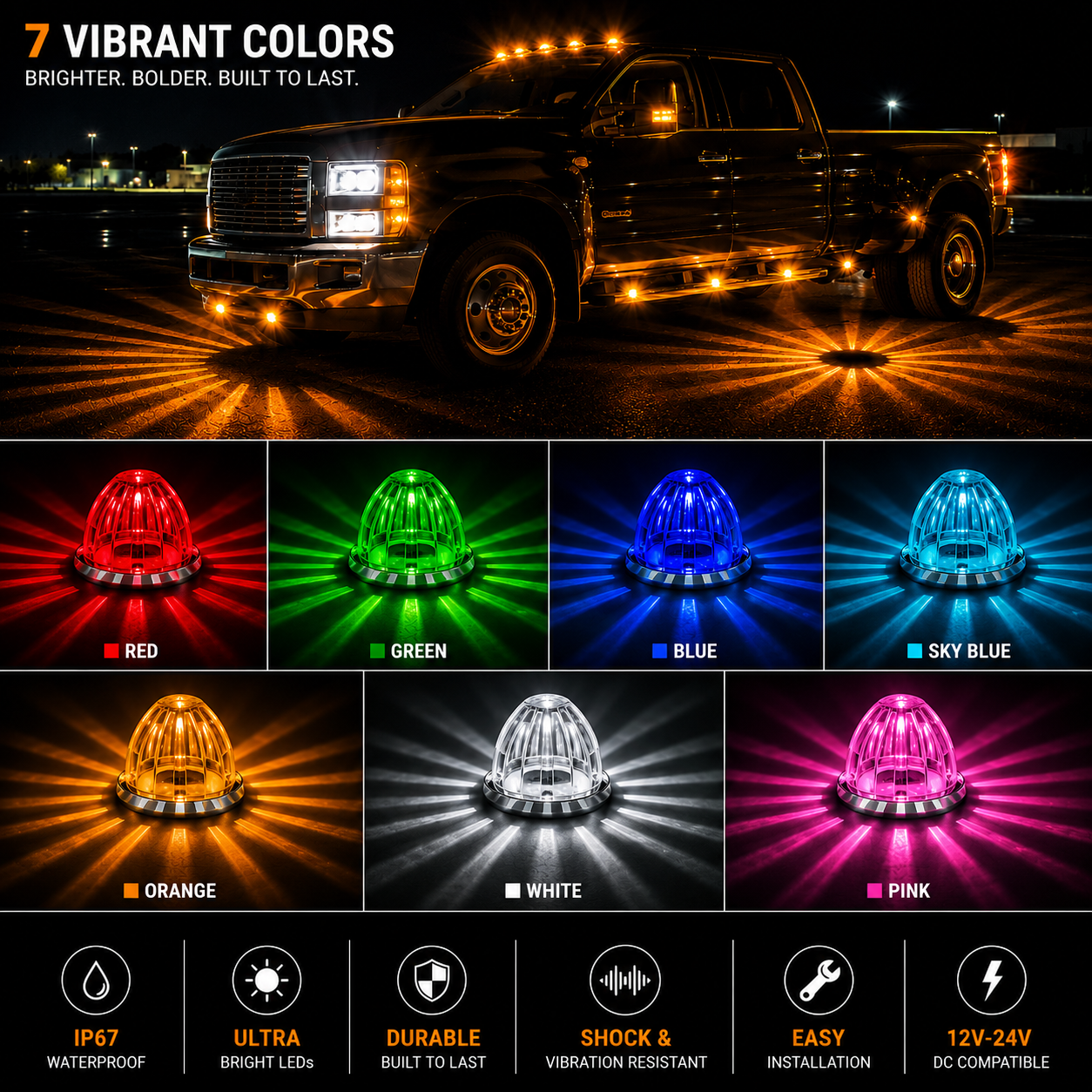 Durable weather resistant LED side marker warning light designed for reliable outdoor performance