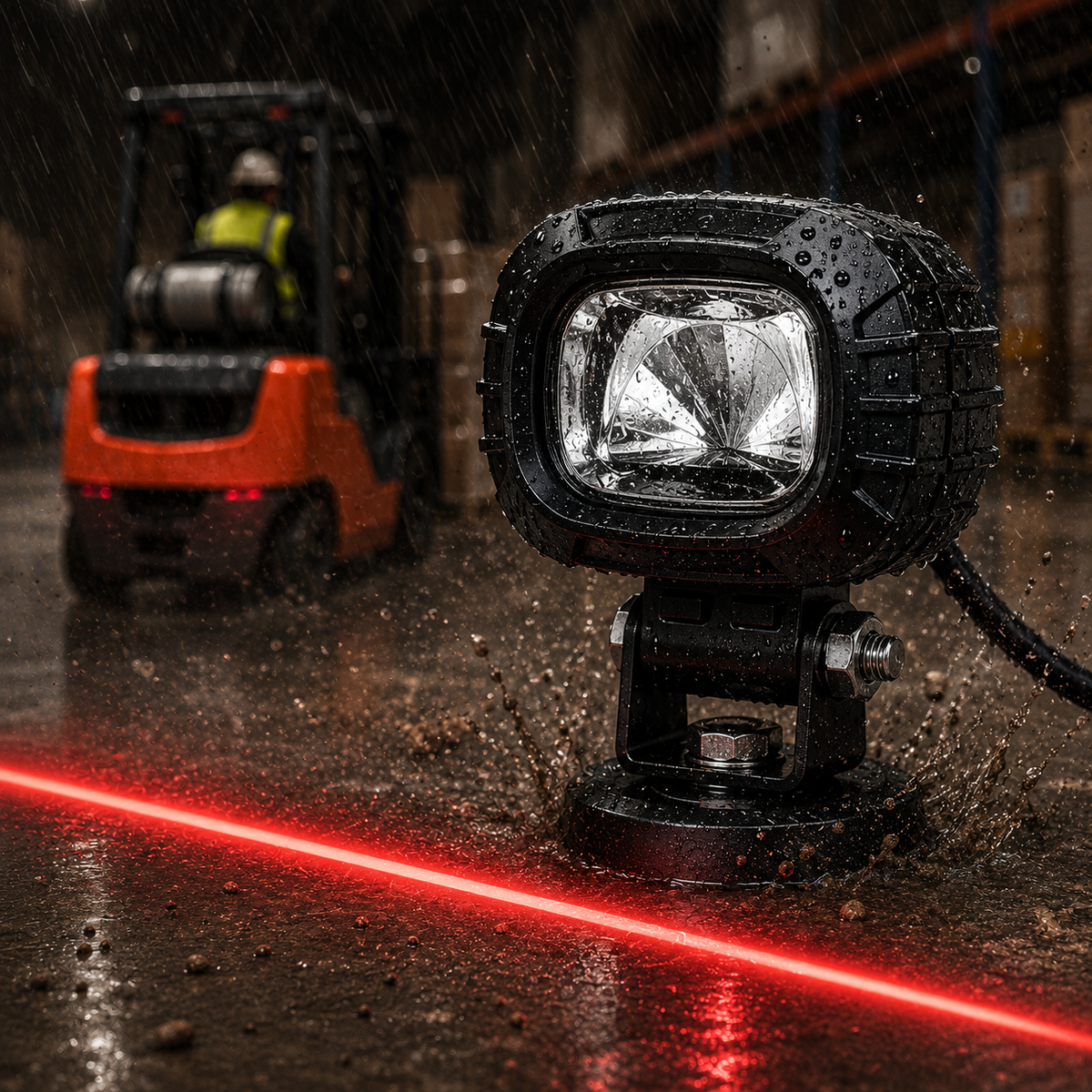 Magnetic Forklift Work Light (Red & Blue Beam)