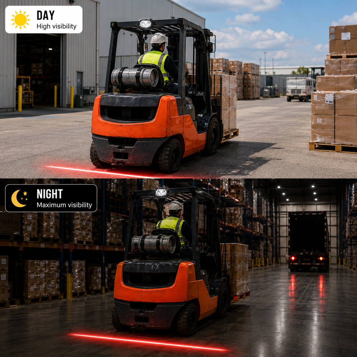 Magnetic Forklift Work Light (Red & Blue Beam)