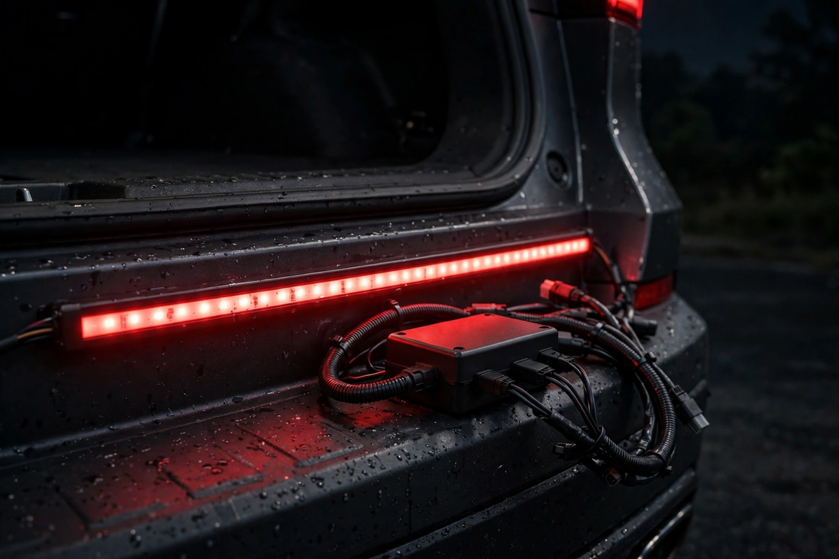 Mini Tail Light Installed at Night