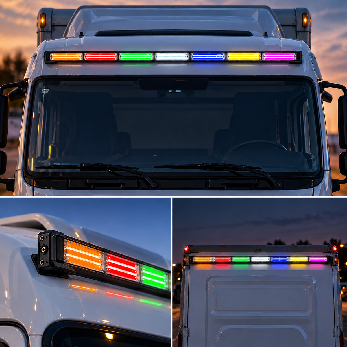 Multi-Color COB LED Long Strobe Light Bar (12V/24V High-Power Warning System for Trucks & Vehicles)