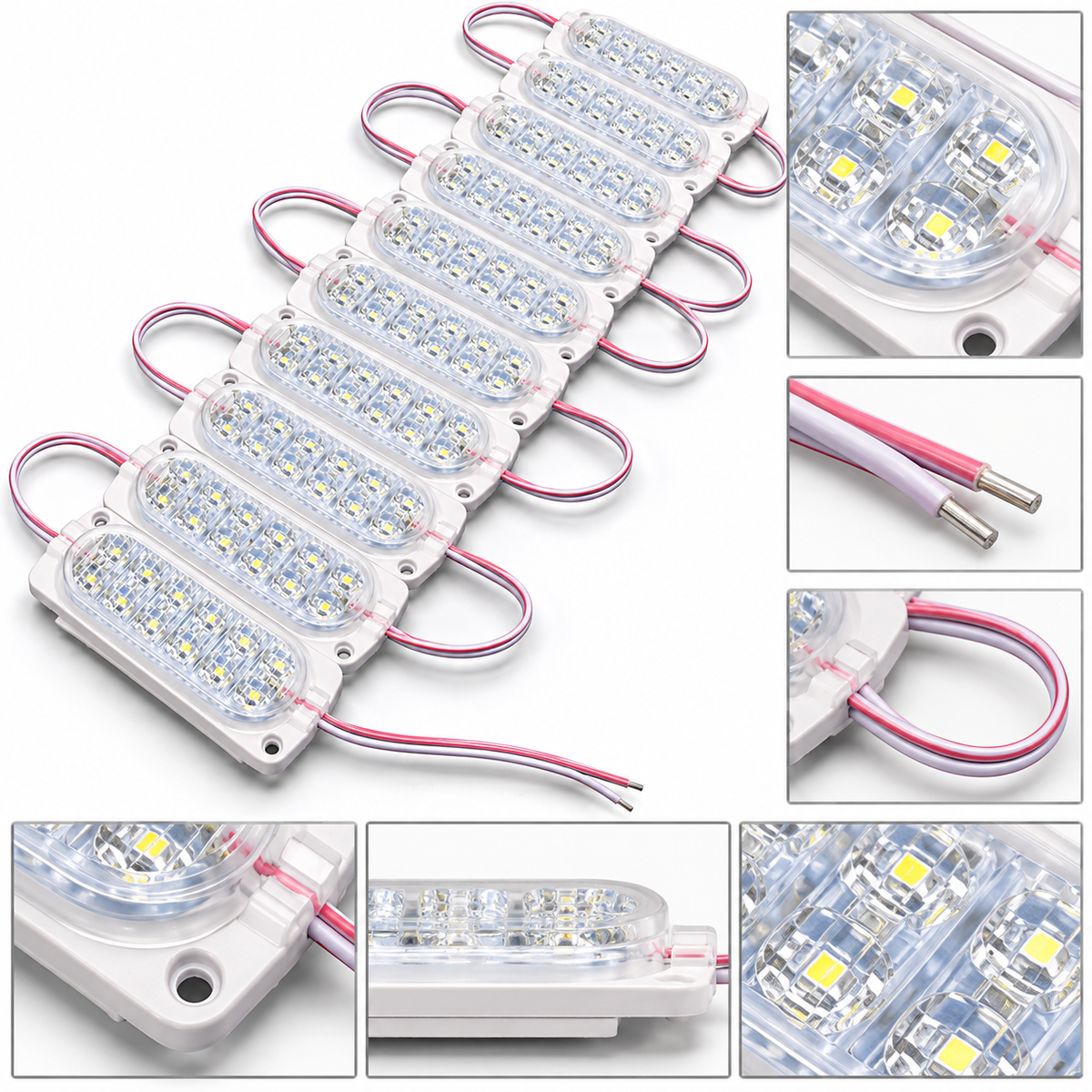 Pack of 10 | 12 LED Injection Module Light Bar | DC12V Multi-Color | Asad Spares