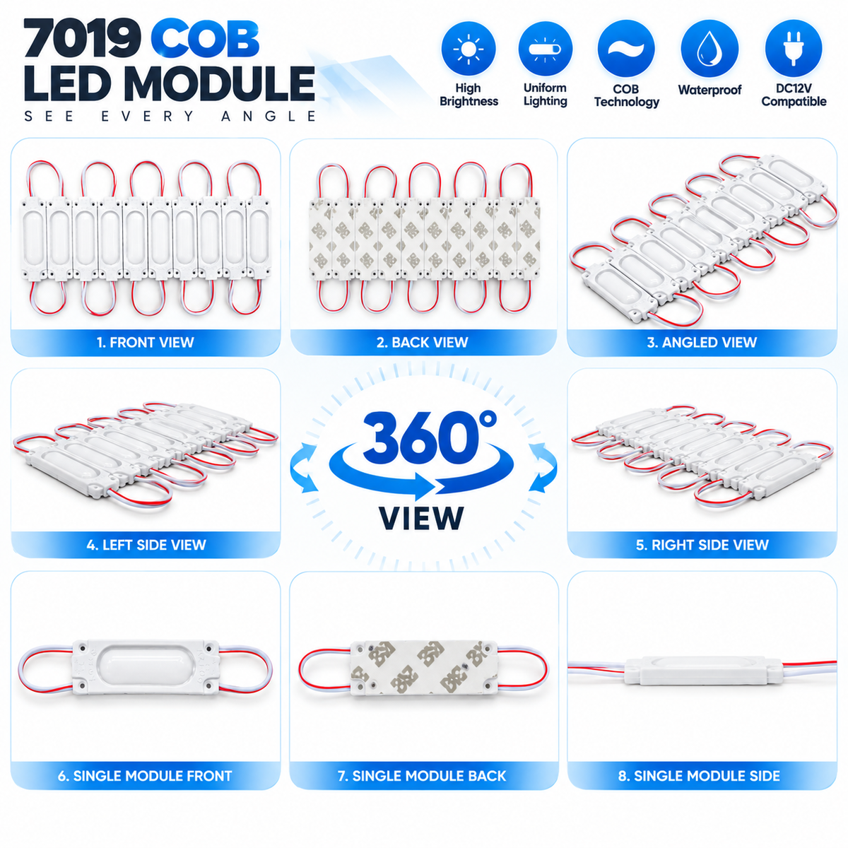 Pack of 20 | RGB COB LED Module 6 Chip 24V Waterproof