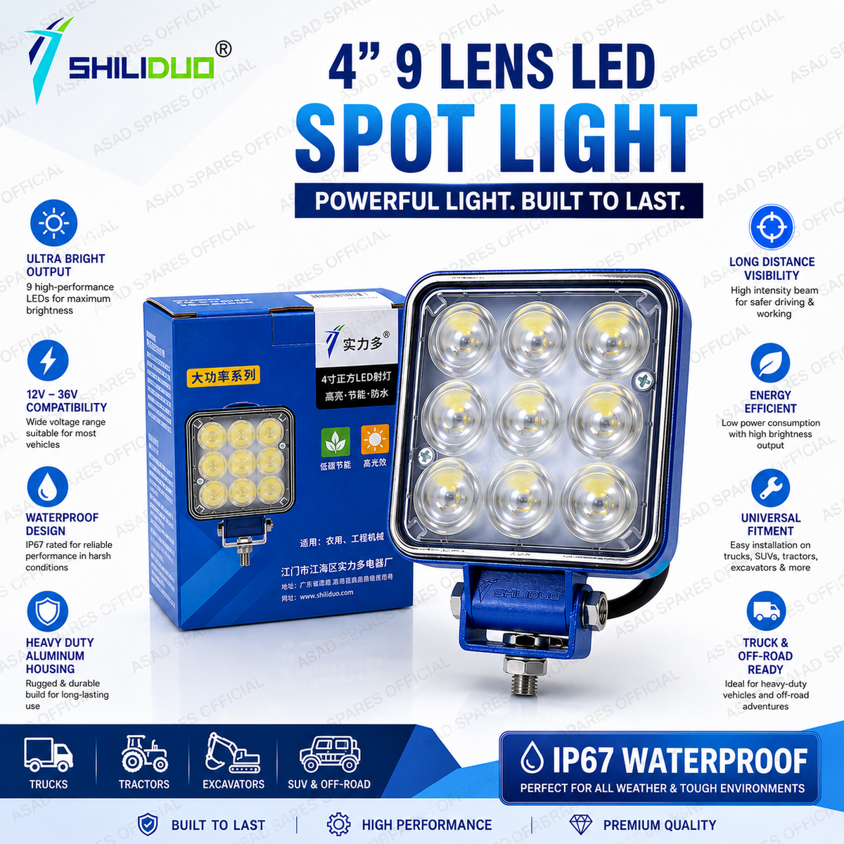 (PAIR) SHILIDUO LED Spotlights (12V–36V)