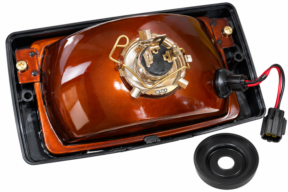 Rectangular H4 Halogen Headlight for Excavators & Heavy-Duty Vehicles