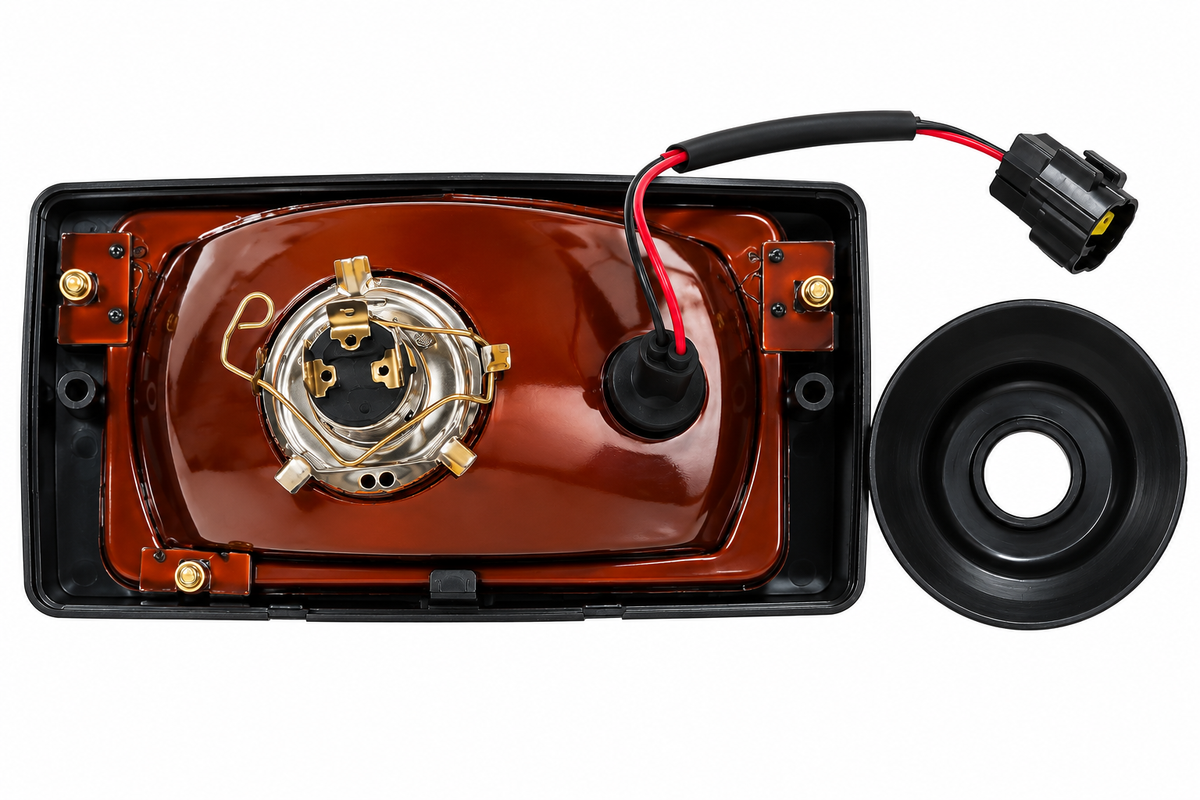 Rectangular H4 Halogen Headlight for Excavators & Heavy-Duty Vehicles