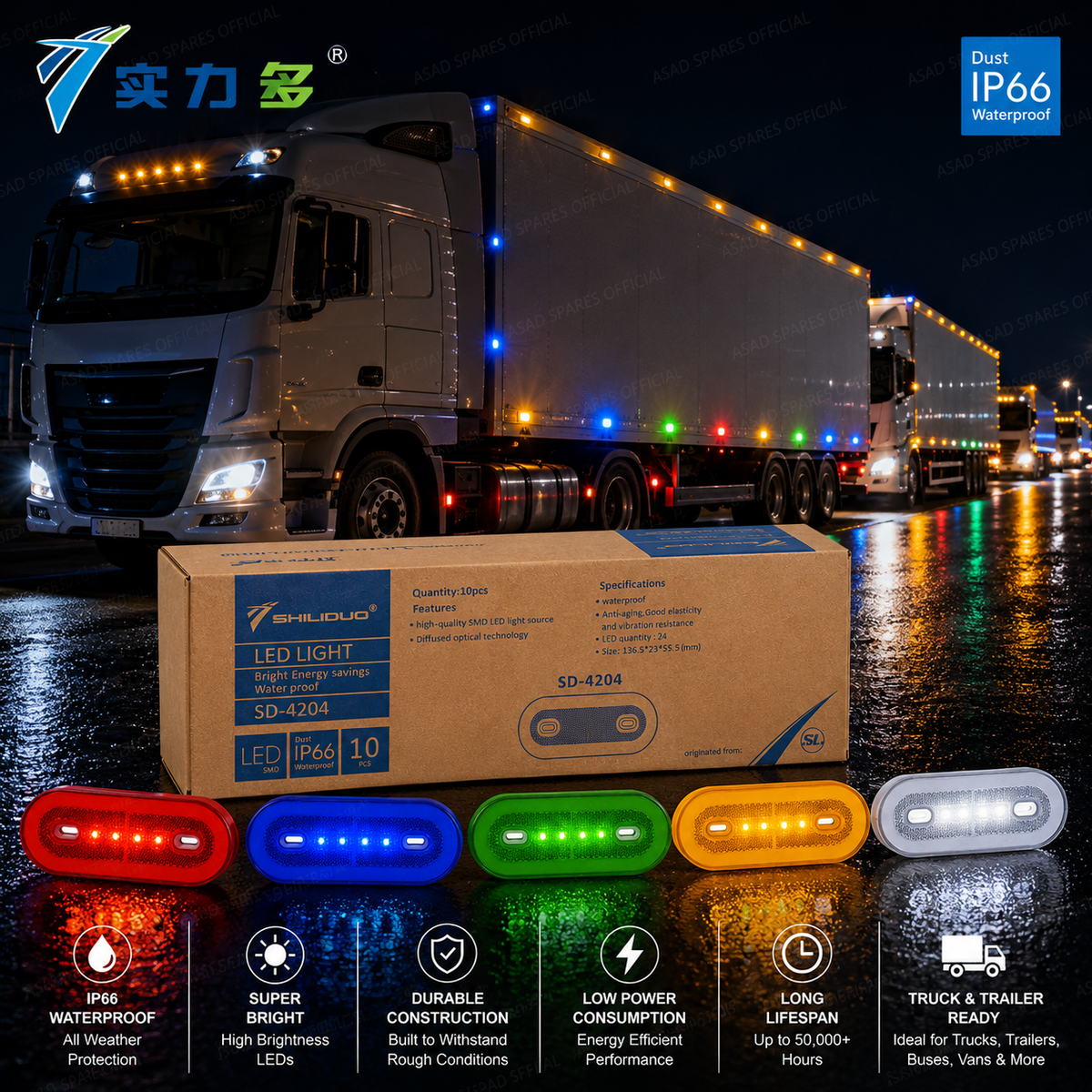Red LED Side Marker Light (IP66 Waterproof)