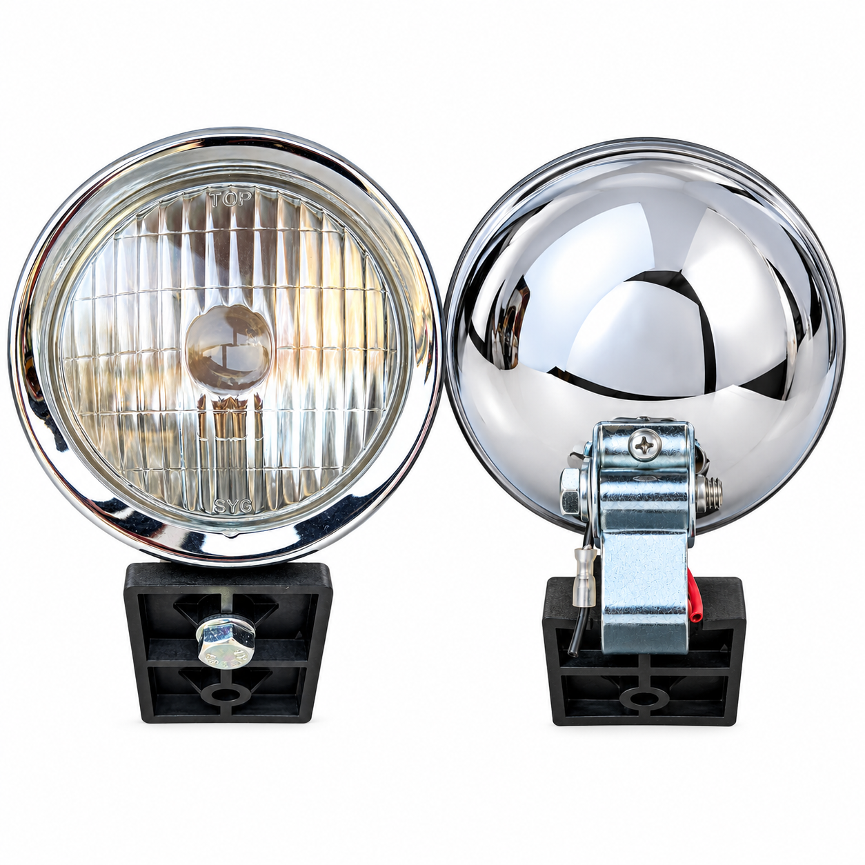 Round Chrome-Rim Halogen Headlight