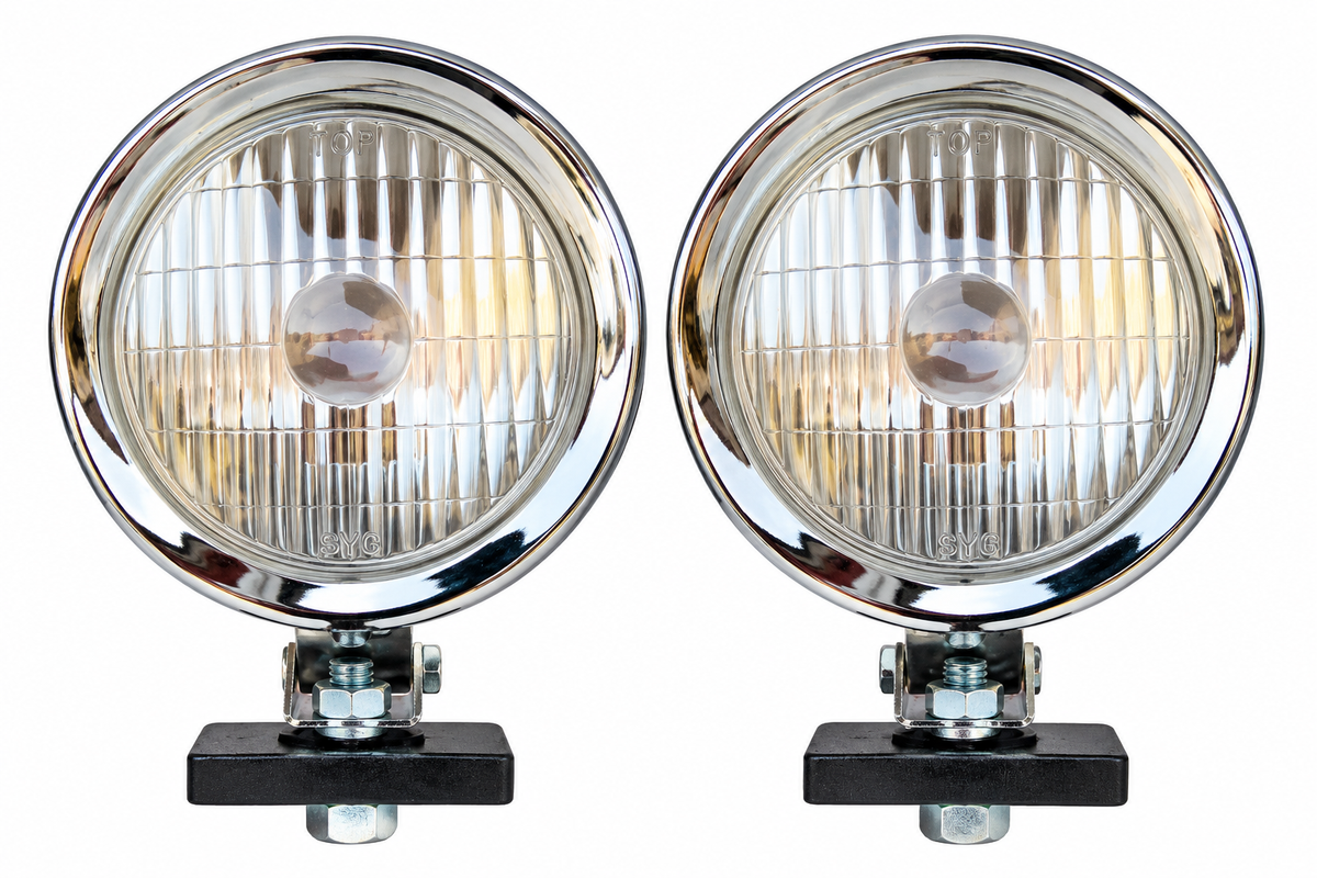 Round Chrome-Rim Halogen Headlight