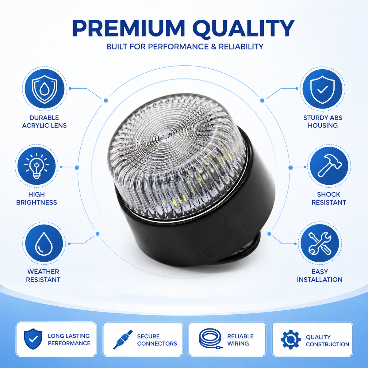 Round LED Warning Side Light | IP66 Waterproof