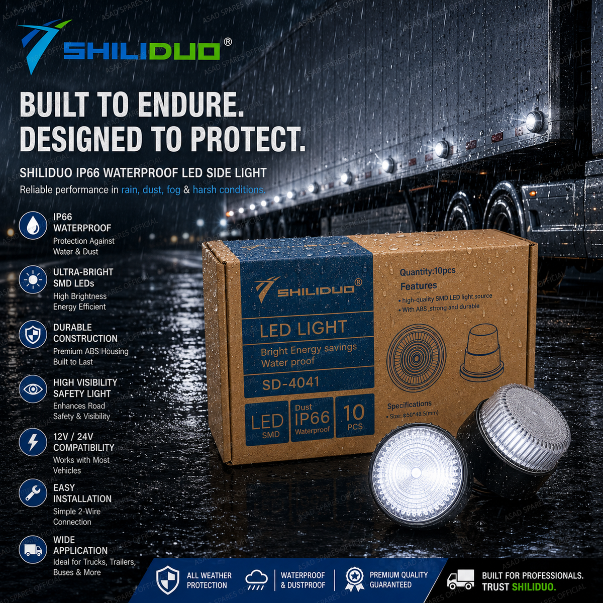 Round LED Warning Side Light (IP66 Waterproof)