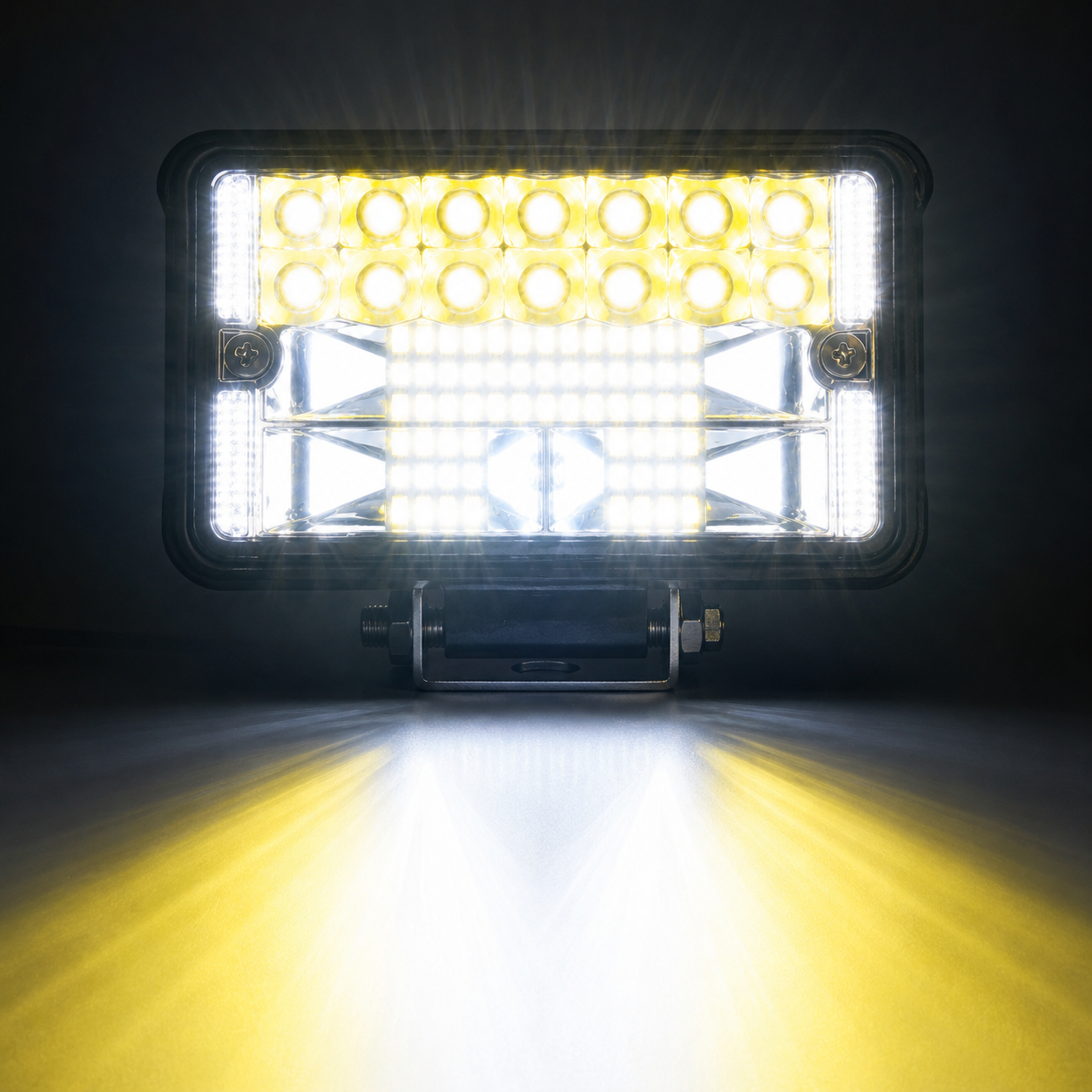 4 inch LED work light mounted on tractor at night providing powerful illumination for farming and heavy duty work