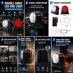 SHILIDUO Double-Sided LED Side Waist Light (12V/24V Position & Tire Marker, Waterproof)