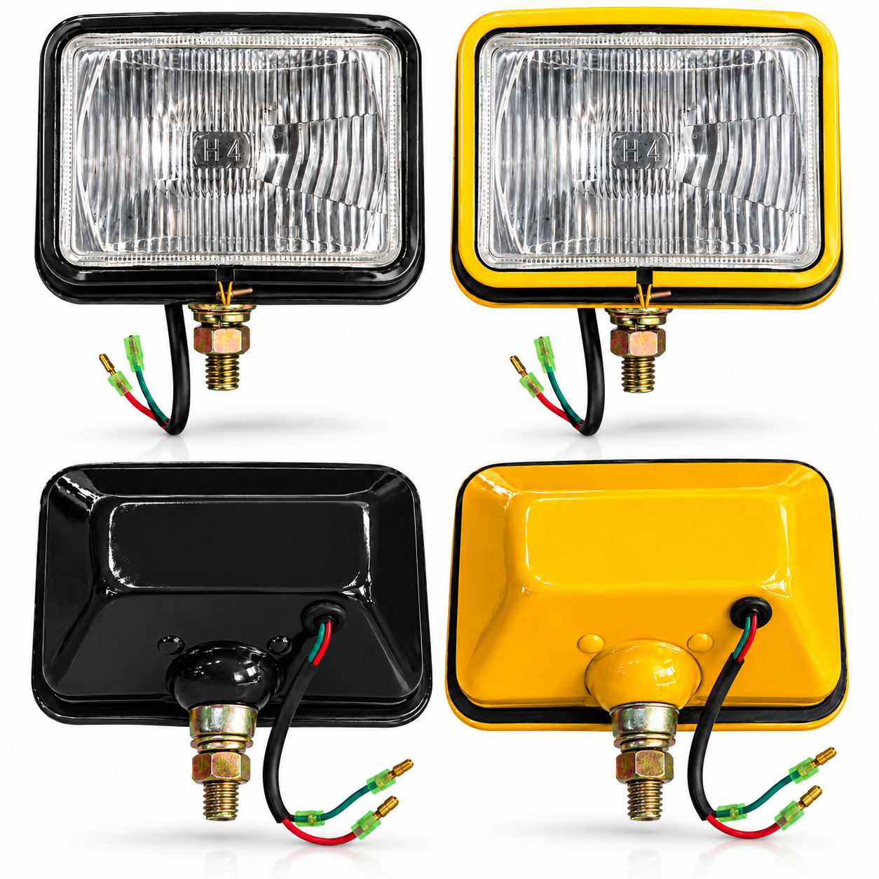 Square H4 Halogen Work Light with Yellow Housing