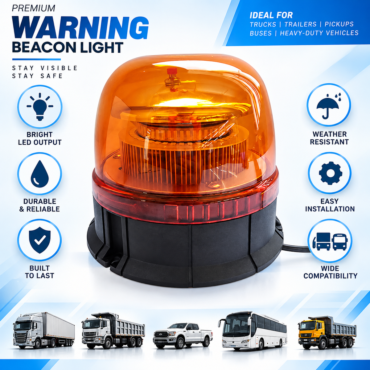 Super Bright Magnetic LED Safety Beacon | CE & R65 Certified