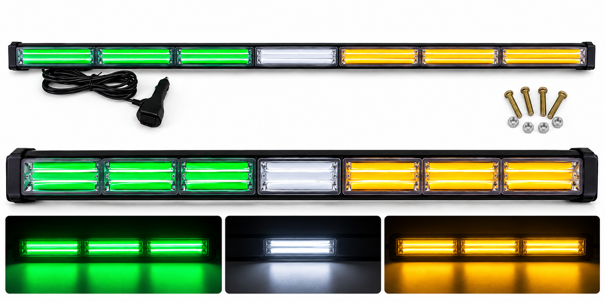 Tri-Color COB LED Long Strobe Light Bar 12V/24V
