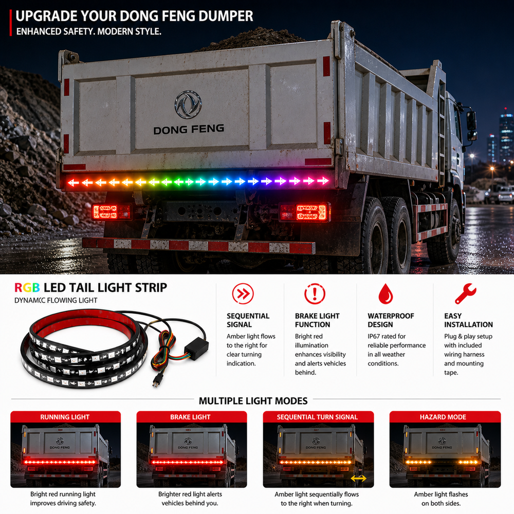 Universal LED tail light strip for truck SUV pickup trailer 12V 24V