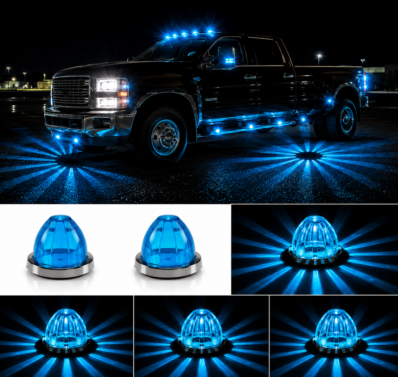 Watermelon style LED warning lamp featuring a unique design and powerful flashing safety illumination
